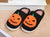 Black Halloween Pumpkin Slipper Fluffy, JackOLantern Slipper, Halloween Slipper, Spooky Slipper, Cute Fall Slipper, Spooky Season Slipper - Tallys